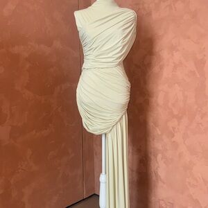 Chic Cream One Shoulder Women's Dress